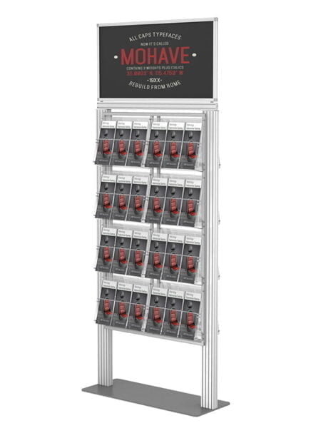 Prezenter ulotek / stand / stojak na plakat + 16x A4 poziomo