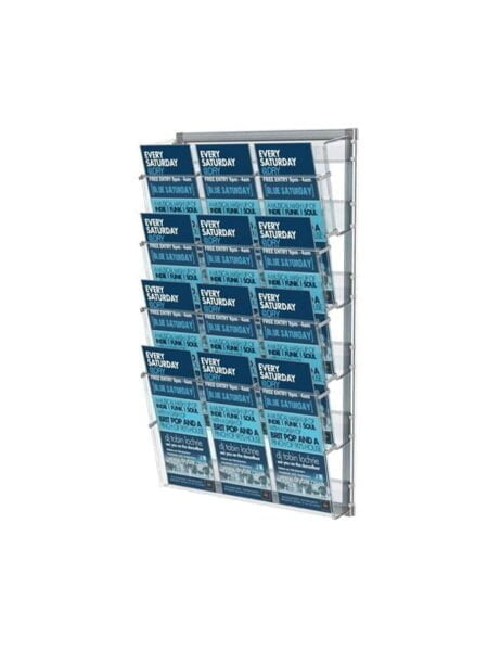 Prezenter ścienny 12 kieszeni pionowo na ulotki DL