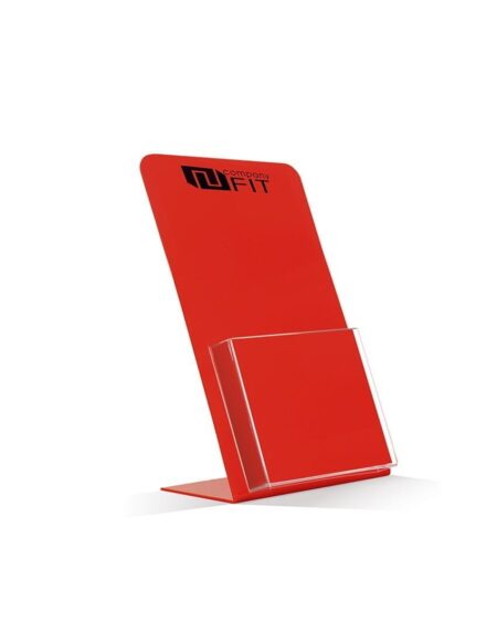 Stojak na ulotki A6 czerwony z logo