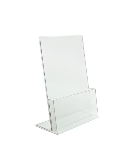 Stojak na ulotki A6 z miejscem na kartę z tyłu