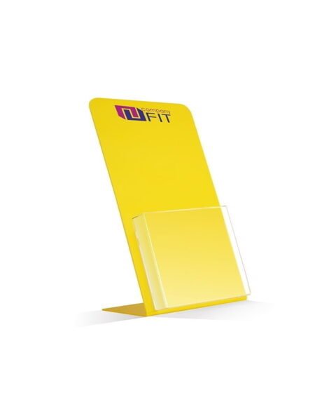 Stojak na ulotki A6 żółty z logo