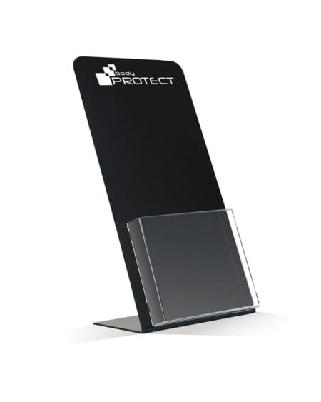 Stojak na ulotki DL czarny z logo