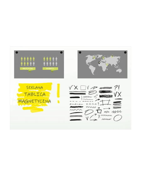 Szklana tablica magnetyczna 100x70 cm BIAŁA